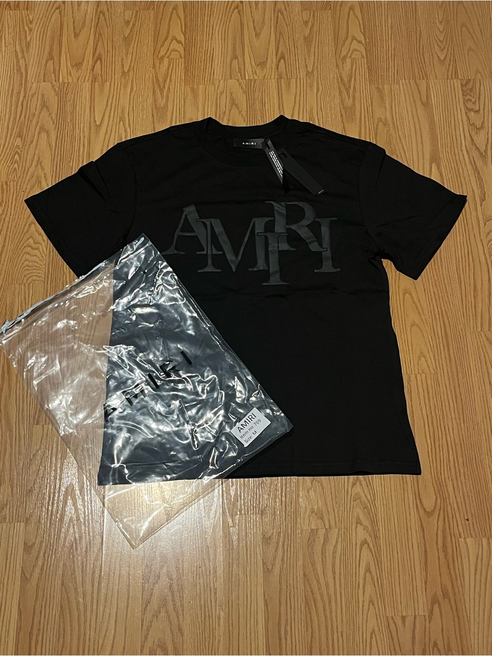 AMIRI Black Tonal Logo Short Sleeve Crewneck Tee